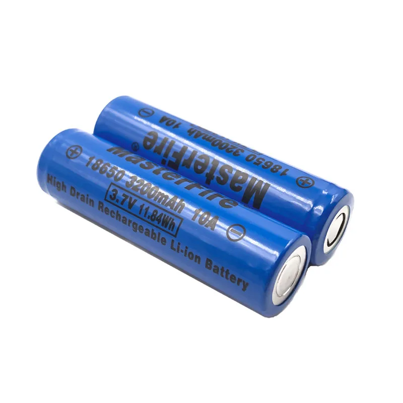 

2pcs/lot MasterFire Original 18650 3200mah 10A 3.7V 11.84Wh High Drain Rechargeable Lithium Battery Flashlight Batteries Cell