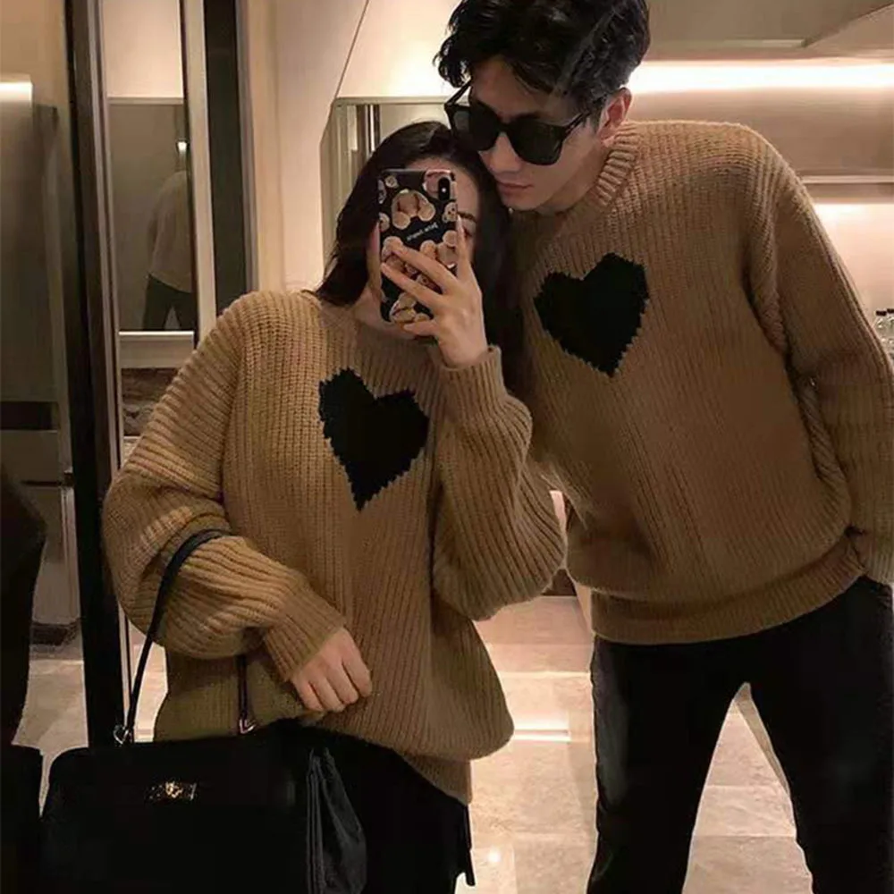 Lovers Wear Autumn Winter 2021 New Trendy Pullover Sweater Soft And Waxy Lovers Sweater Women Loose Korean Sweet Cute Knit Tops