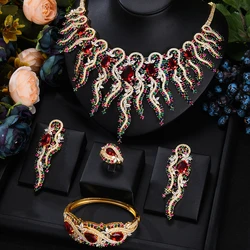 Famous Brand Blue CZ Luxury dubai Jewelry Sets For Women Wedding Party Zircon Crystal Indian Bridal Jewelry Set Gift