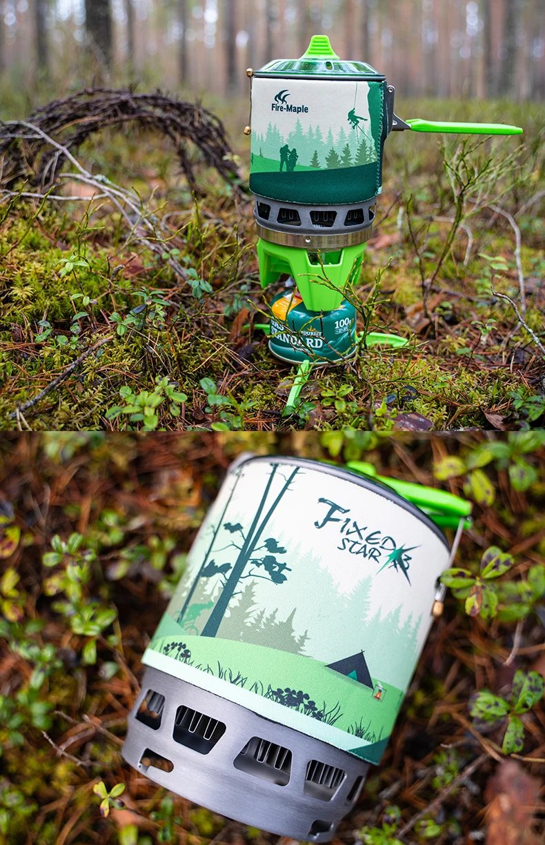 Fire Maple Camping Gas Burners Outdoor Solo Backpacking Cooking System 2200W 0.8L 600g with Piezo Ignition Gas Stove FMS-X3
