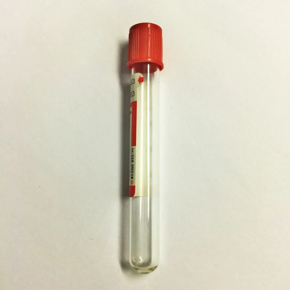 Disposable Sterile Biochemical Vacuum Blood Collection Tube 5ml Empty Vac Tube Vacutainer No Anticoagulant 13*100mm 100 / PK