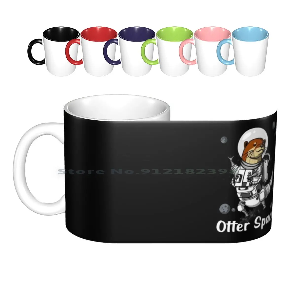 Otter Space Astronaut Ceramic Mugs Coffee Cups Milk Tea Mug Otter Space Space Galaxy Cosmic Universe Otter Lover Otter Cartoon