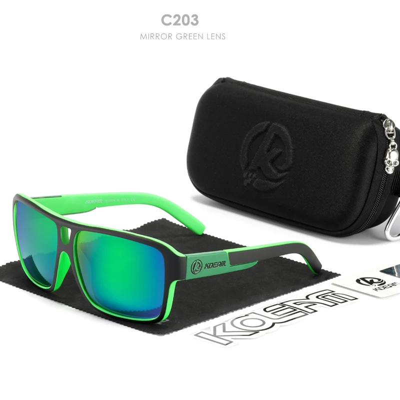 KDEAM Jam Lifestyle Herren-Sonnenbrille, polarisiert, quadratisch, übergroß, Blitzspiegel, Sonnenbrille, Hartbox im Lieferumfang enthalten – Detail 7