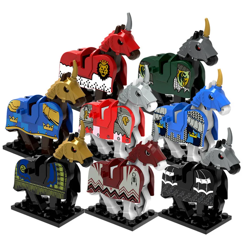 1PC MOC War Horses Building Blocks Accessories Royal Knight Horses Bricks Parts Children Toys Gifts Juguetes Ninos over 3 Years