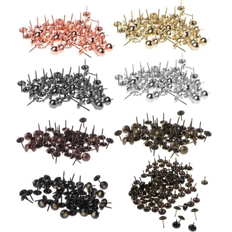 2024 New 100pcs Antique Brass Upholstery Nails Furniture Tacks Pushpins Hardware Decor