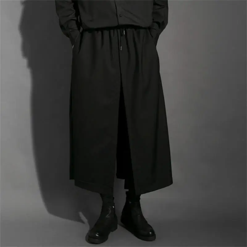 

Men's Trousers Casual Black Fashion Large Spring And Summer New Double-Layer Skirt Pants Super Loose Wide Leg Pants Men's