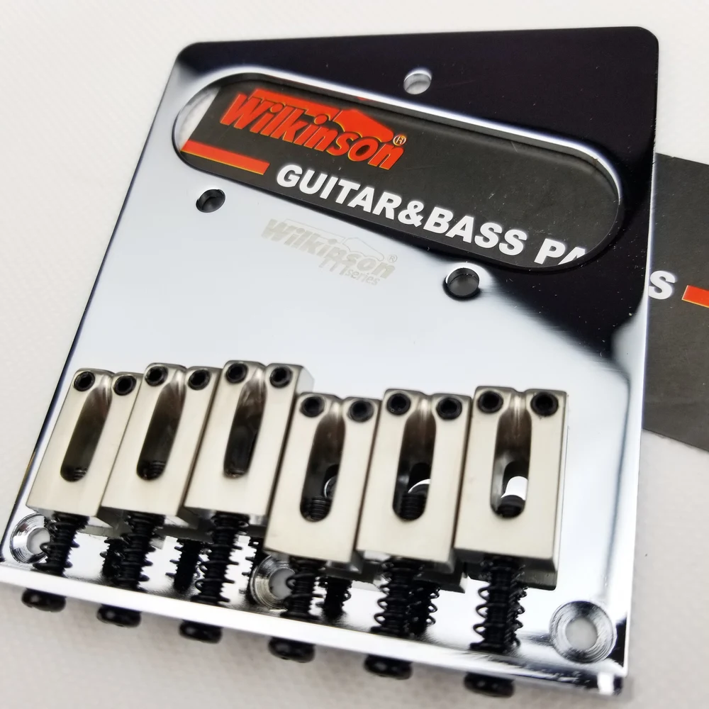 Wilkinson 52,5mm(2-1/16 zoll) 6 sättel Moderne Tele Brücke für American Standard Telecaster Gitarre Chrome WOT03 – Detail 4