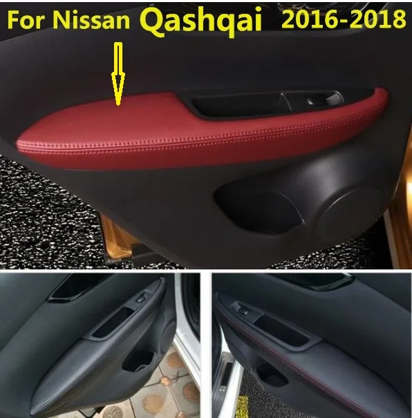 Dla Nissan Qashqai 2016 2017 2018 2019 skóra z mikrofibry podłokietnik na drzwiach samochodu Panel pokrywa ochronna akcesoria do wnętrza samochodu