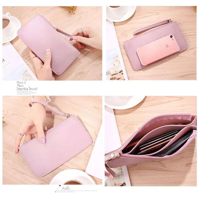 6 Colors Women Leather Zip Clutch Wallet Ladies Long Purse Bag Handbag Card Holder