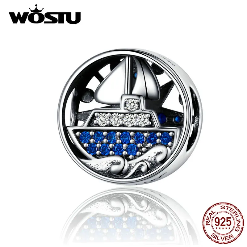 WOSTU Pleasure Boat Tours Beads 925 Sterling Silver European Style Charm Fit Original Bracelet Pendant Jewelry Making CQC1197