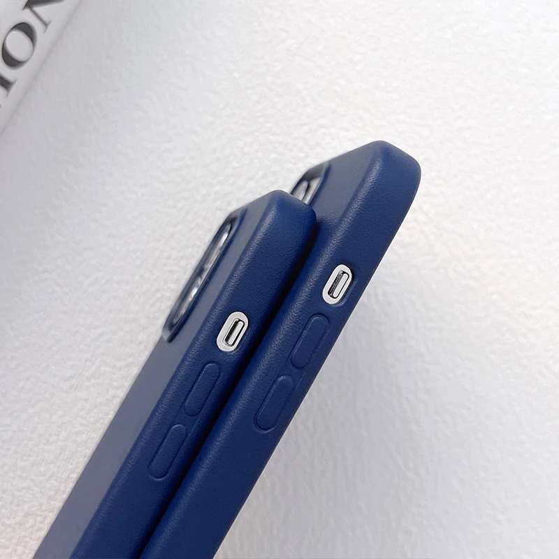 Soft Leather Case for iPhone 13 Pro Max Luxury Business High Quality Magnetic Artificial Back Cover for iPhone 13 Pro Blue Color