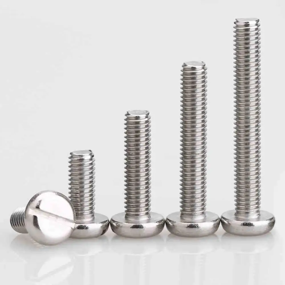 Slotted Pan Head Screws M3 M4 M5 304 A2 Stainless Steel GB67 Round Head Slotted Machine Screws Bolts Length 5mm-30mm