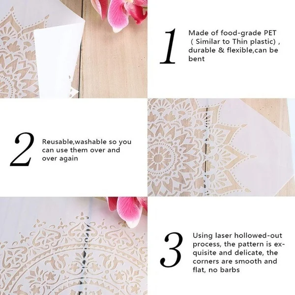 A4 29 *21cm Lace mandala layered stencil painting scrapbook stamp album decoration embossed paper card template decoration