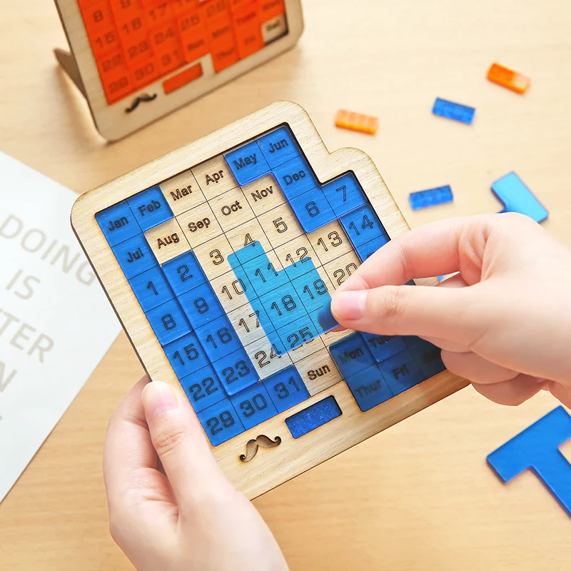 

Cute Puzzle Perpetual Calendar Brain-burning Playable Monthly Calendar Puzzle Gift Desktop Calendar Decoration Kawaii Gift