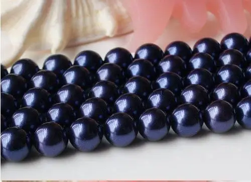 

Favorite Pearl Loose Beads Fine Jewelry AAA 8MM Dark Blue Round Sea Shell Pearl Strand 40CM For Making Bracelet Necklace FN3676