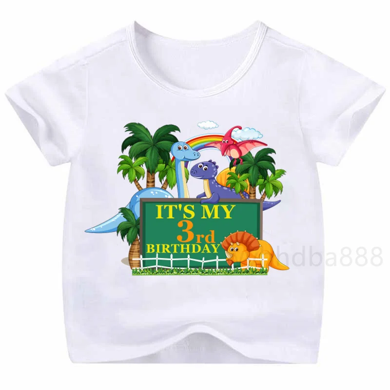 

1-10 Boys Girls Dinosaur Animal Birthday Number Printing T-shirts Kids Birthday Party T-shirts Funny Gift T-shirts