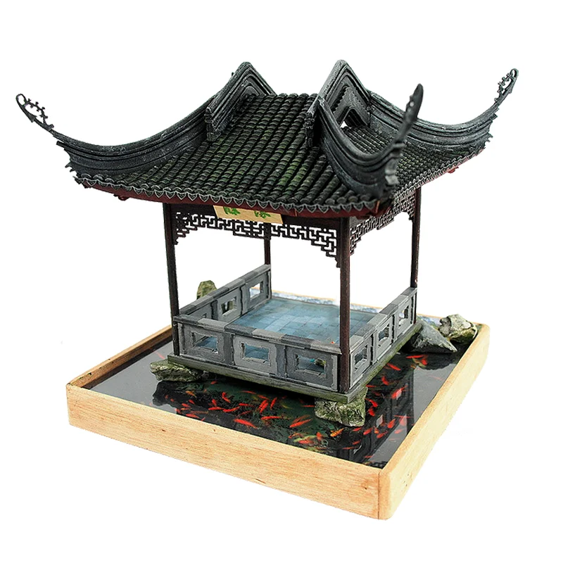 

DIY Wooden Doll House Chinese Ancient Pavilion Miniature Model Building Kits With Dollhouse Toys for Girls Gift 1:25 No Paint