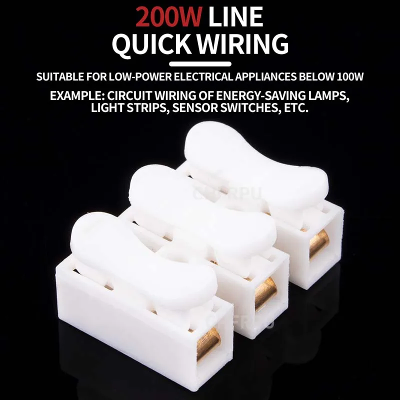 CH-2 CH-3 Spring Wire Quick Connector 2P 3P Electrical Crimp Terminals Block Splice Cable Clamp Easy Fit Led Strip 10 20 30PCS