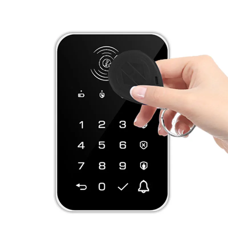 433Mhz Frequency Ev1527 Encoding Wireless Touch Keyboard Lock For Arms Disarms Security System Passcode RFID Connected Alarm Hub