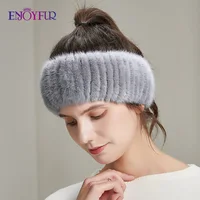 ENJOYFUR Women Winter Fur Headband Knitted Natural Mink Fur Female Headwear Fashion lady Designer Elastic Hair Accessories - Image 3