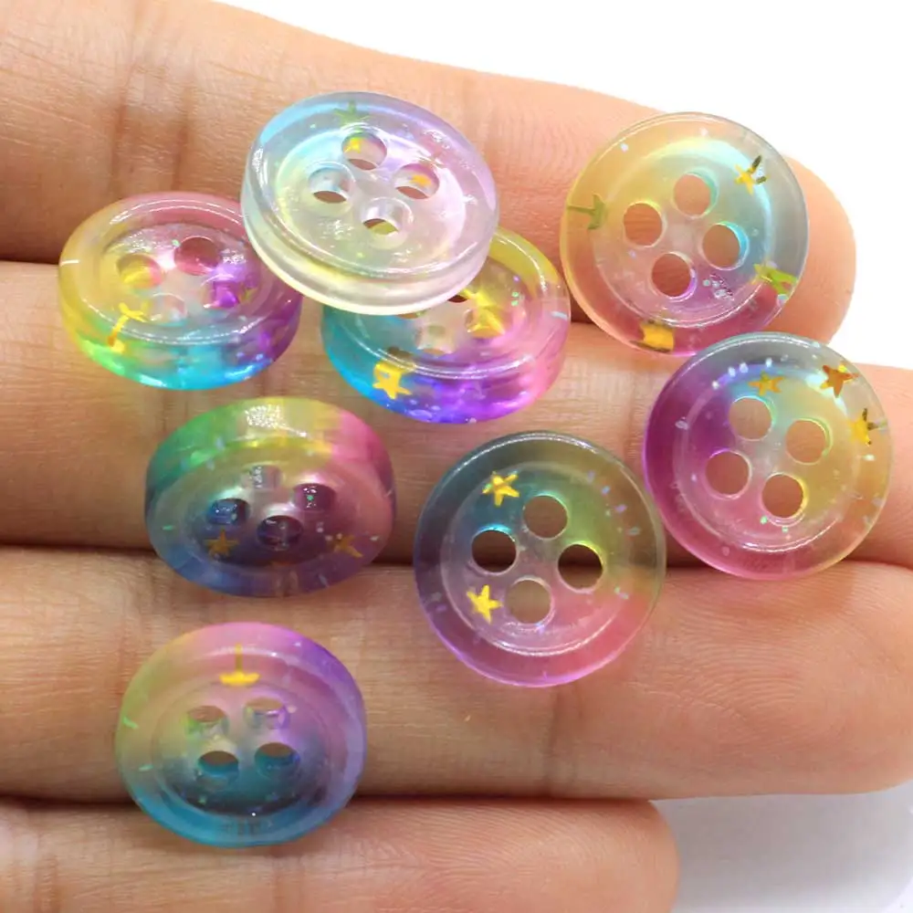 50/100pcs 15mm Mixed Colors Flat Round Coin Glitter Botton Colorful Edge Shirt Buttons for Clothing Children Diy Craft Sewing Su