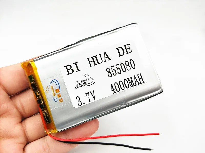 3.7v Lipo batteries 3 7V polymer Rechargeable battery 855080 4000mAh For MP4 MP5 Tablet GPS DVD PDA MID BT Speaker