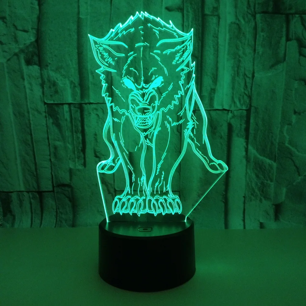 Wolf 3D Table Lamp Colorful Touch Remote Control LED Visual Light Creative Birthday Christmas Gift  Bedroom Decor 3D Night Light