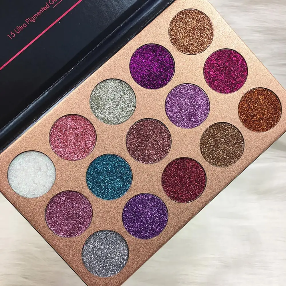 BEAUTY GLAZED-paleta de sombras de ojos, 15 colores, brillo prensado, maquillaje, diamante, imán cosmético, brillo, Club, fiesta, Maquiagem