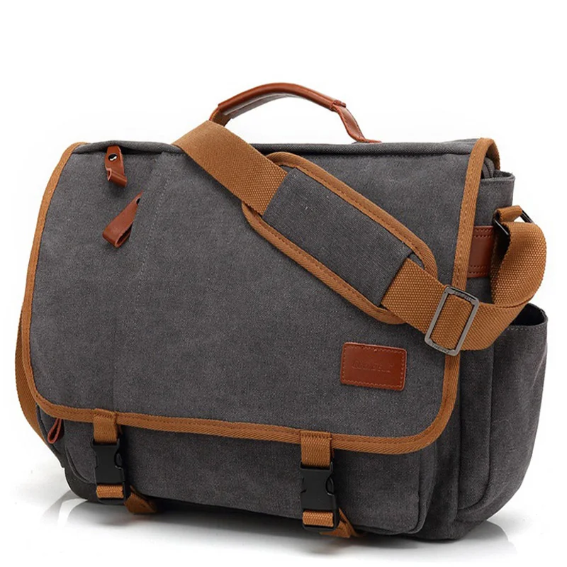 Vintage Canvas Briefcase Men 17 Inch Laptop Travel Handbag Business Tote Bags Male Messenger Bags Large Shoulder Bag XA200ZC