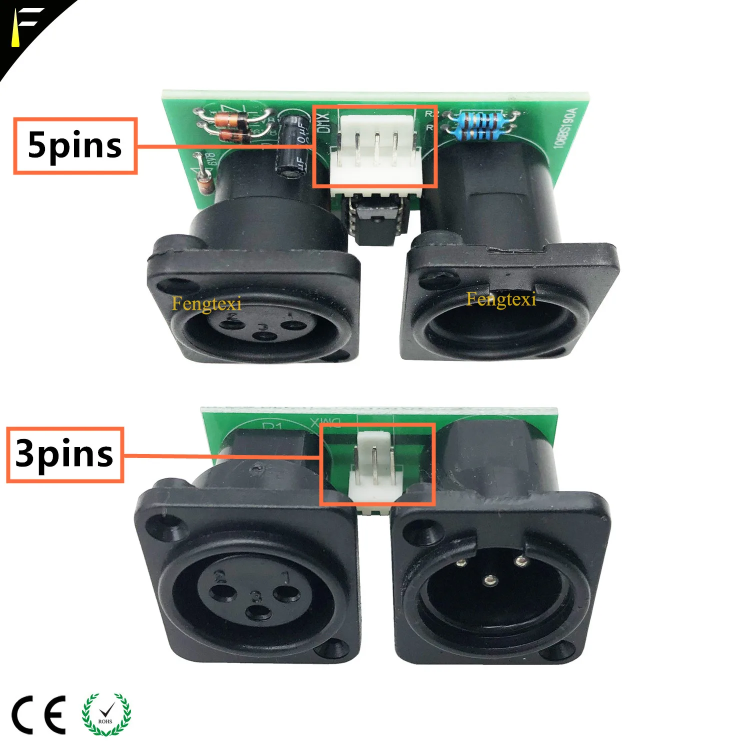 DMX512 신호 연결 보드 부품, 7R/5R 200/230, 작은 PCB 3 핀 XLR DMX 커넥터, 칩 보드 수리 교체 포함, 2 개