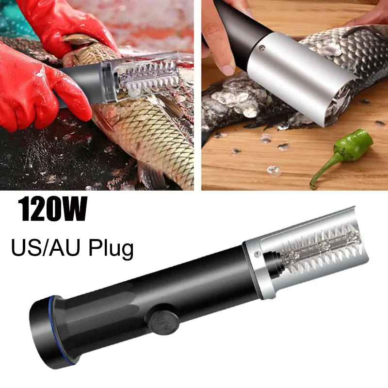 120W Charging Portable Electric Fish Scale Remover Cleaner Fishing Scalers Clean Battery Descaler Scraper Seafood Tools US Plug