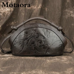 MOTAORA Retro Women Bag New Handmade Shoulder Bags For Women Luxury Genuine Leather Handbag Ladies Vintage Embossed Bag Female