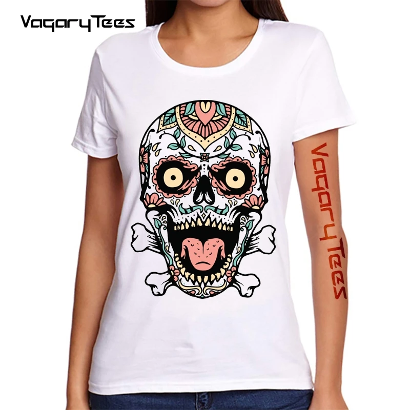 

Women 2021 Summer Fashion Skull Tattoos Short Sleeve Lady T-shirts Top T Shirt Ladies Womens Graphic Female Tee T-Shirt