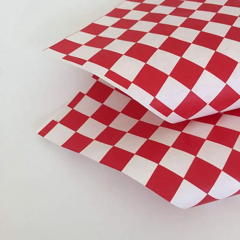 100 PCS checkered deli candy basket liner Food Wrap Papers, Fat Repellent, Sandwich Burger Packing, Red and White