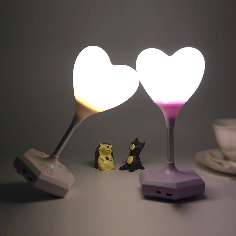 USB Rechargable Romantic Love Heart LED Night Light Touch Control Table Lamp for Valentines Day Anniversary Gift Home Decor Bar