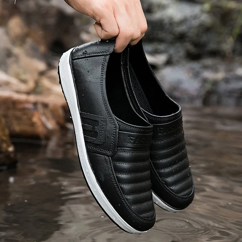 EXCARGO Rubber Rainboots Men Slip On Water Shoes Waterproof 2020 Black Light Wieght Male Rubber Boots