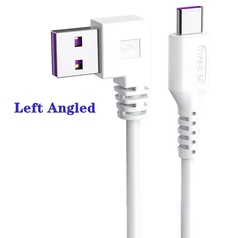 Rodzaj USB C kabel do szybkiego ładowania 5A 60W drut kabel do transmisji danych przewód 90 stopni W górę W dół lewego prawego pod kątem biały kabel