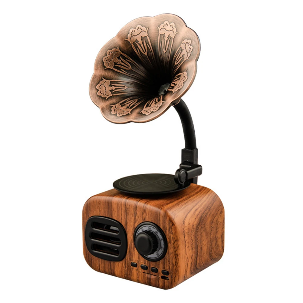 Retro Bluetooth-compatible Speaker Portable Mini Wireless Gramophone Speaker With TF Slot Mini Speakers Travel Music Player