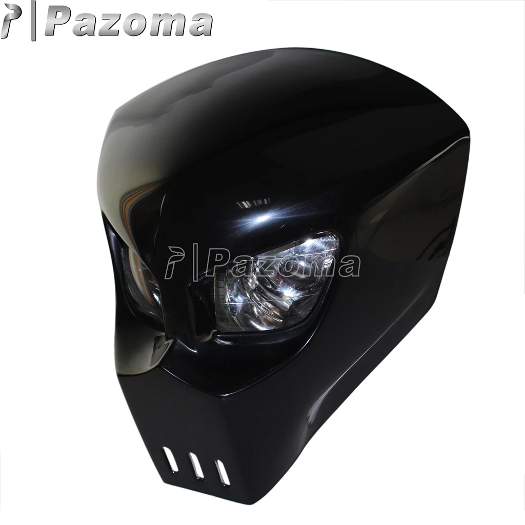 Universal Motorcycle Skull Headlight Fairing 12V 25W Headlamp Head Lights for Honda Suzuki Kawasaki Yamaha Street Bike Superoto