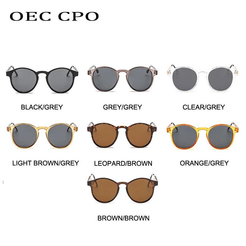 OEC CPO Male Classic Round Sunglasses Men Retro Grey Frame SunGlasses Women Brand Design Gold Alloy Leg Unisex UV400  O130