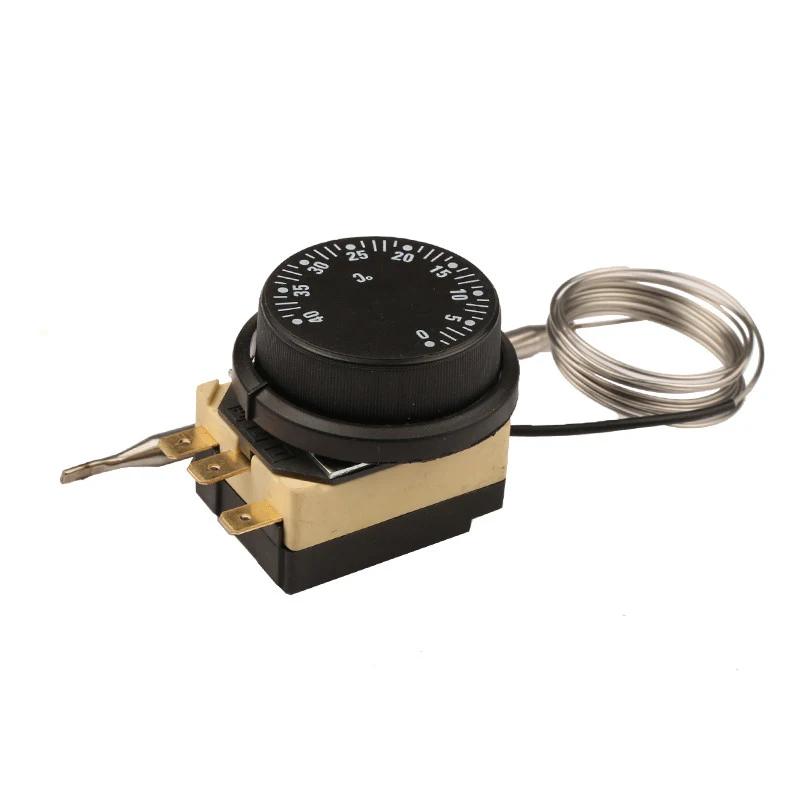 0-40 Degrees Celsius 3-Pin Dial Capillary Thermostat - Normally Closed Adjustable Tempering Switch for Electric Water Heater