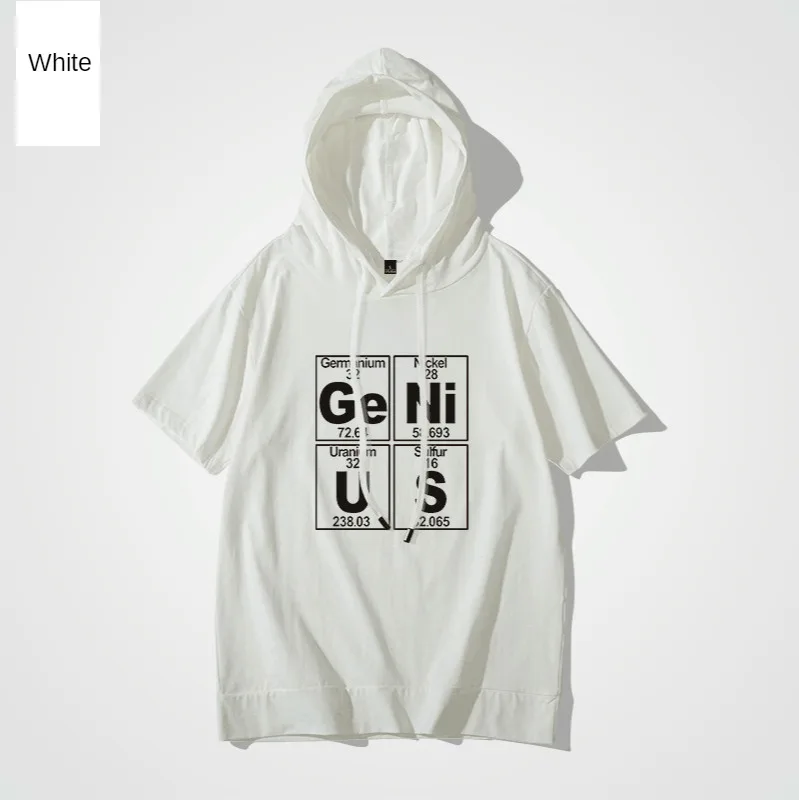 Fashion New Chemical Element Periodic Table Hooded Short-sleeved T-shirt Genius Men and Women Neutral Clothes Couples Wear