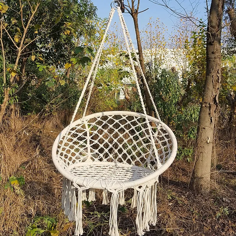 Nordic Style Hammock Chair Swing Rope For Outdoor Indoor Garden Round Seat Kids Swinging Hanging Safety Hammock Chair Straps