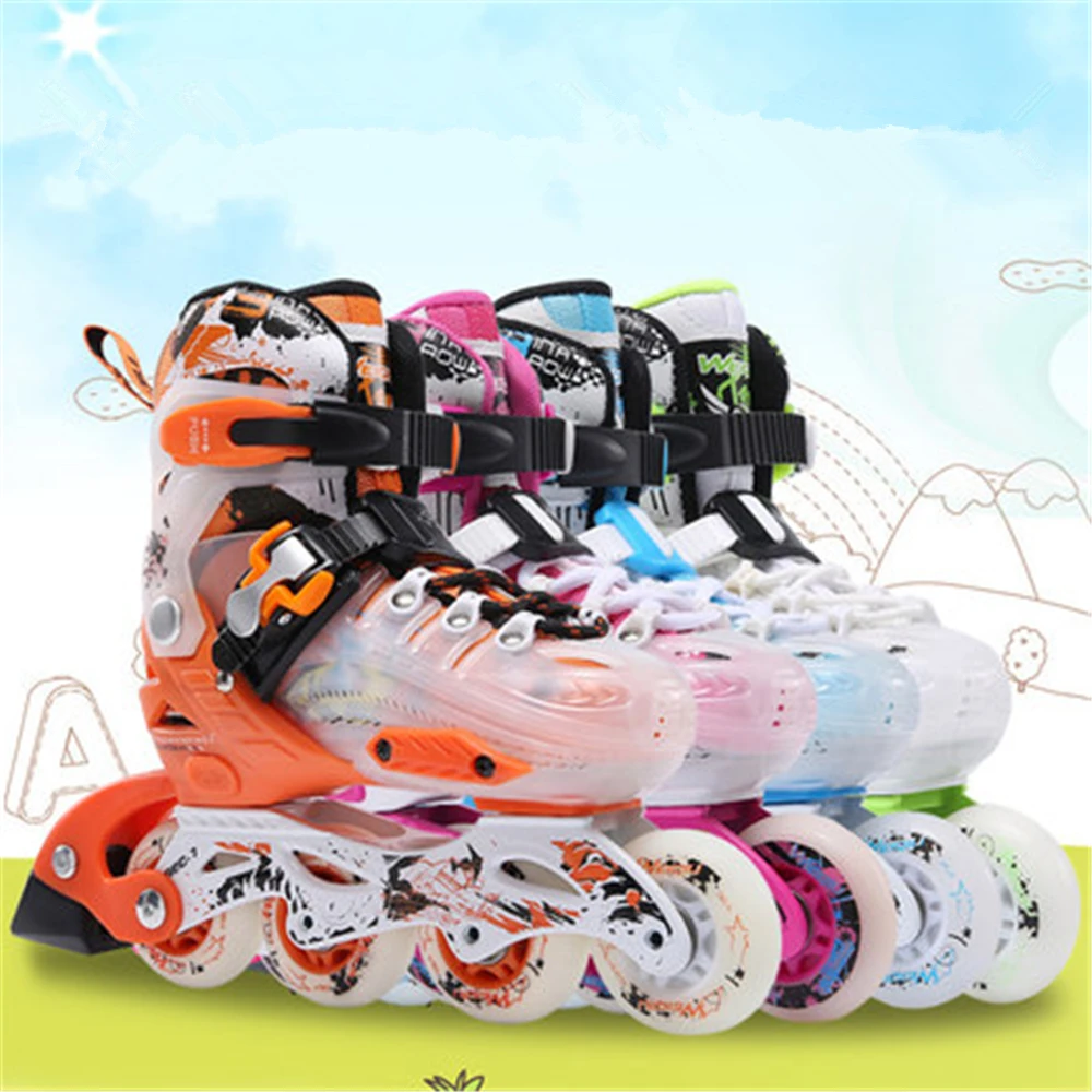 Patines de ruedas de velocidad patines de ruedas patines en línea para niños flash ajustable hombres y mujeres niños flor plana