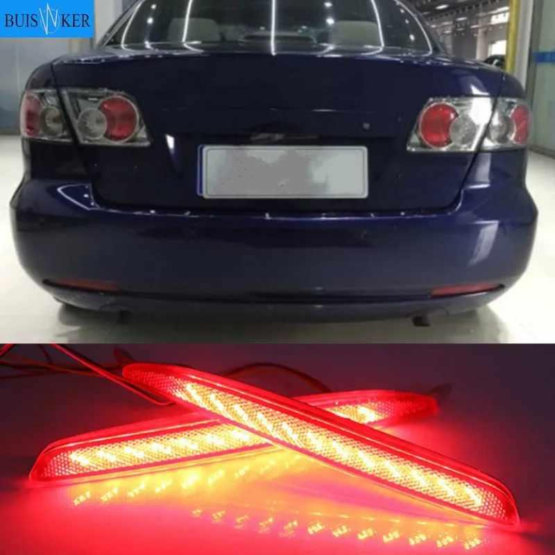 

LED Rear Bumper Reflector Brake Stop Light Lamps For Mazda 6 2003-2008 Red Lens