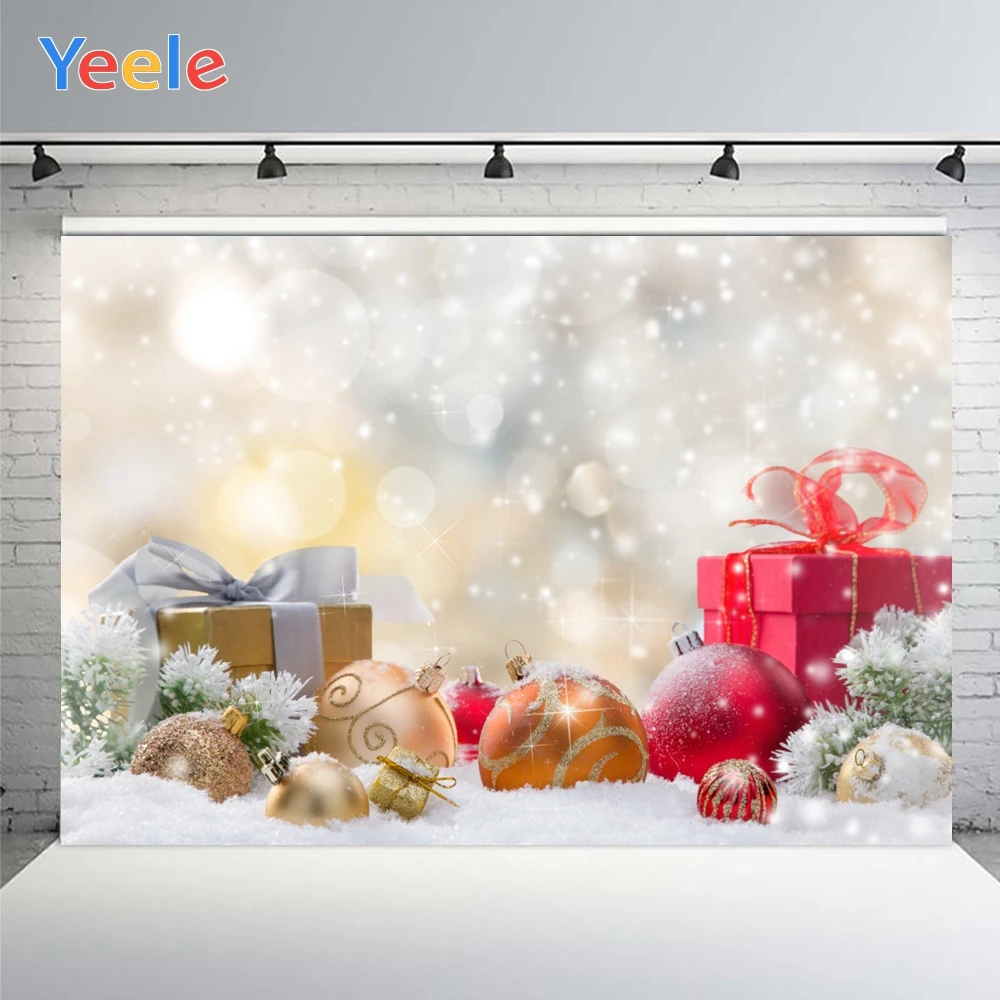 Yeele Рождественский светильник боке Фоны для фотофона с зимними снег снеговик подарок для новорожденных фон для портретной съемки фон для фо...