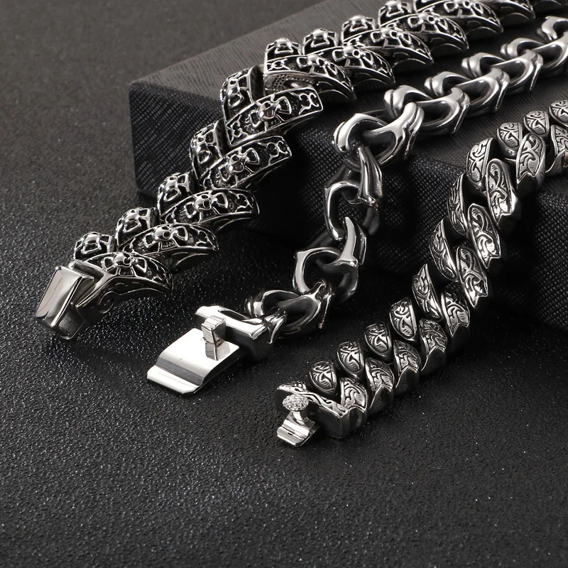 KALEN Punk Chunky Twisted Link Chain Bracelet Men Stainless Steel Mysterious Skull Charm Bangle Homme Jewellry Accessories 2020