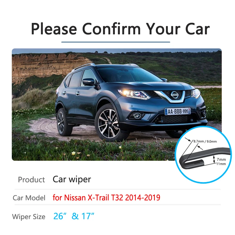 Car Wiper Blades for Nissan X-Trail T32 2014~2019 Front Windscreen Windshield Wipers Car Accessories 2015 2016 2017 2018 X Trail