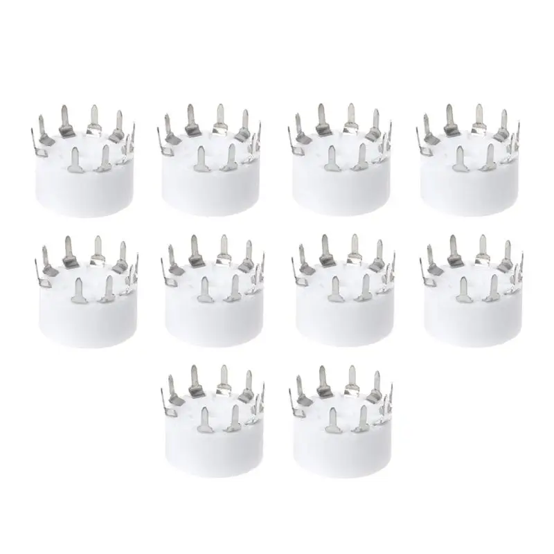 10pcs 9-pin Outlet Electronic Tube Ceramic Sockets Gold Plated Tube Holder Audio Accessories