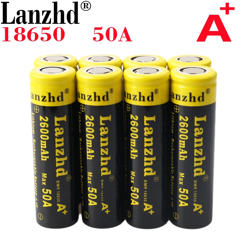 

8PCS 10C 18650 Batteries li ion 50A 3.7V 2600mA 10C current lithium battery for Electric Drill scooter tools Toy Car LED